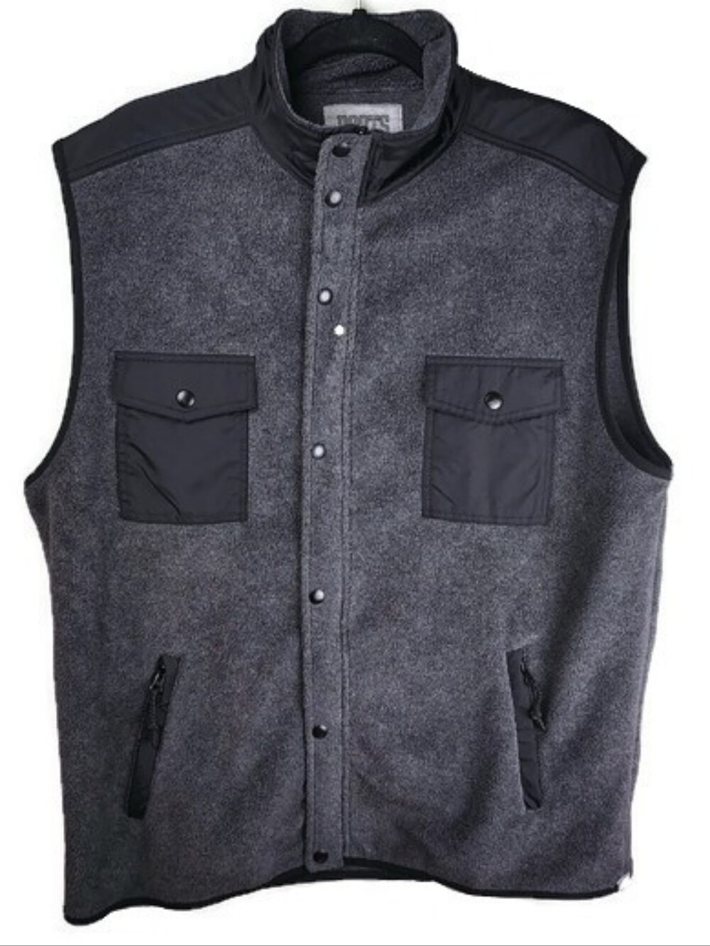 Roots Snap Front Fleece Button Flap Pocket Gray Vest Size XL